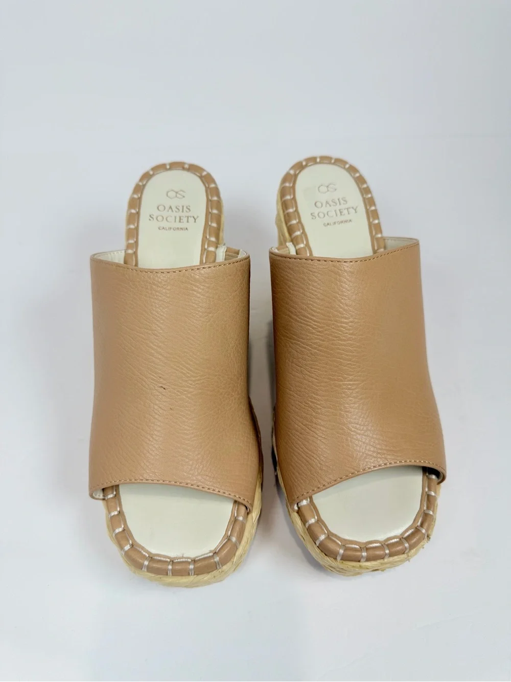 Oasis Society Neutral Tan Espadrille Wedge Slide - Comfy‎ Platform Sandals 8.5